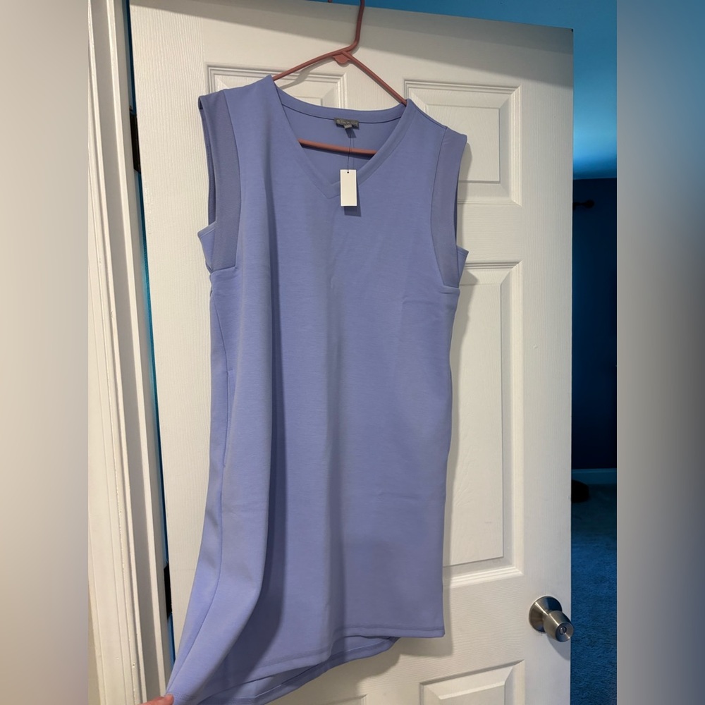 Talbots Sleeveless V-Neck Airknit Dress in Light Lavender